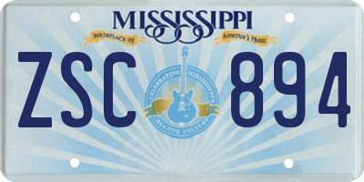 MS license plate ZSC894