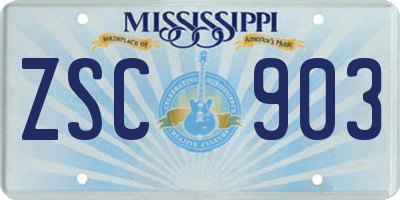 MS license plate ZSC903