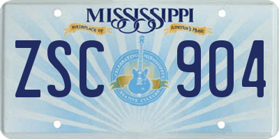 MS license plate ZSC904
