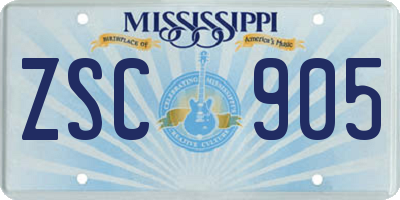 MS license plate ZSC905