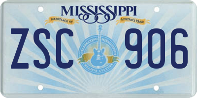 MS license plate ZSC906