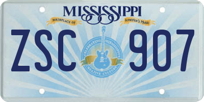 MS license plate ZSC907