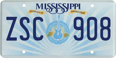 MS license plate ZSC908