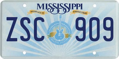 MS license plate ZSC909