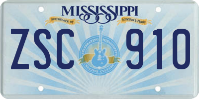 MS license plate ZSC910