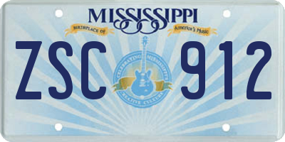 MS license plate ZSC912