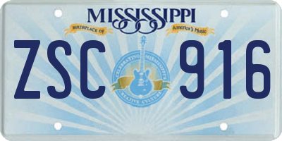 MS license plate ZSC916
