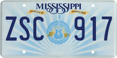 MS license plate ZSC917
