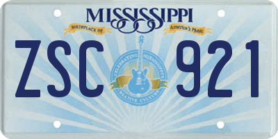 MS license plate ZSC921