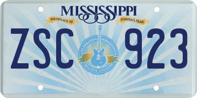 MS license plate ZSC923