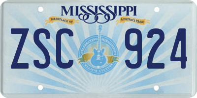 MS license plate ZSC924