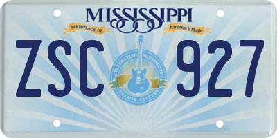 MS license plate ZSC927