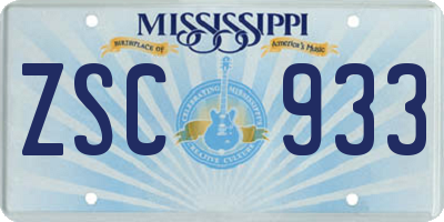 MS license plate ZSC933