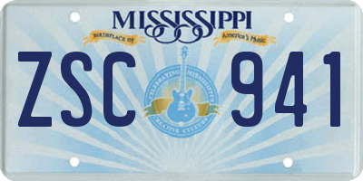 MS license plate ZSC941
