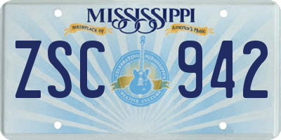 MS license plate ZSC942