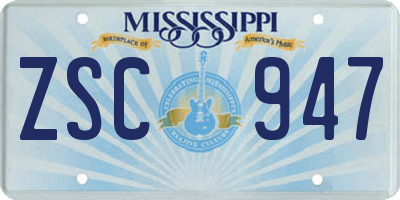 MS license plate ZSC947