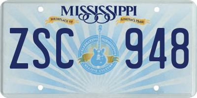 MS license plate ZSC948