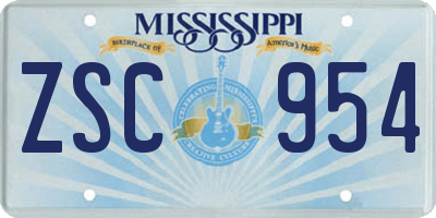 MS license plate ZSC954
