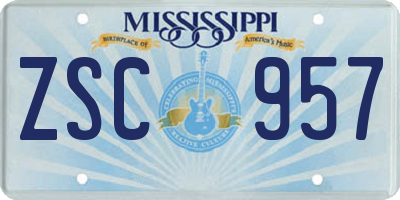 MS license plate ZSC957