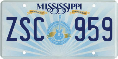 MS license plate ZSC959