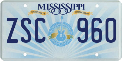 MS license plate ZSC960