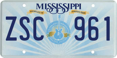 MS license plate ZSC961