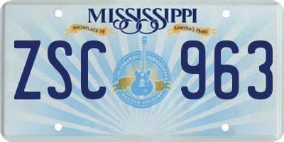 MS license plate ZSC963
