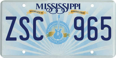 MS license plate ZSC965