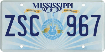 MS license plate ZSC967