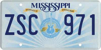 MS license plate ZSC971