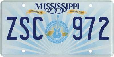 MS license plate ZSC972