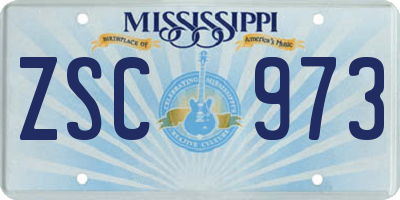 MS license plate ZSC973