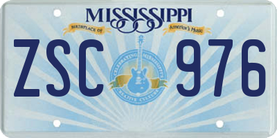 MS license plate ZSC976