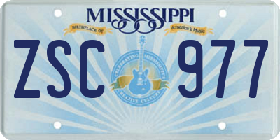 MS license plate ZSC977