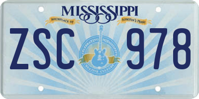 MS license plate ZSC978