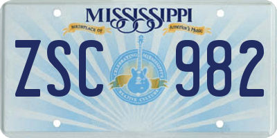 MS license plate ZSC982
