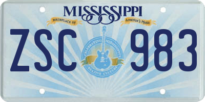 MS license plate ZSC983