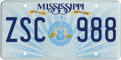 MS license plate ZSC988