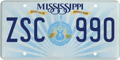 MS license plate ZSC990