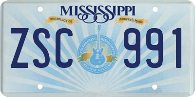 MS license plate ZSC991