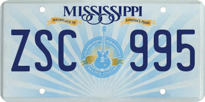 MS license plate ZSC995