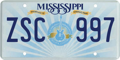 MS license plate ZSC997