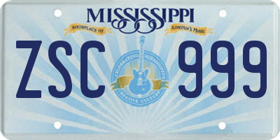MS license plate ZSC999