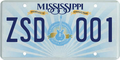 MS license plate ZSD001