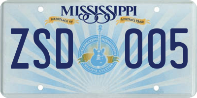MS license plate ZSD005