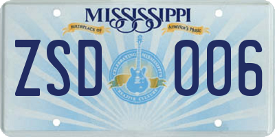 MS license plate ZSD006