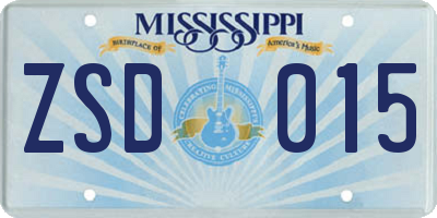 MS license plate ZSD015