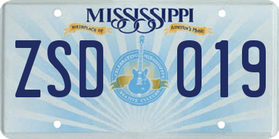 MS license plate ZSD019