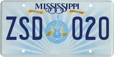 MS license plate ZSD020