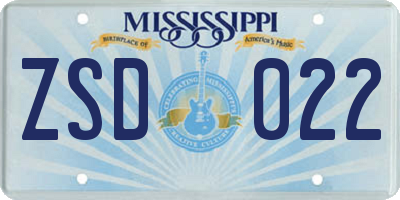 MS license plate ZSD022
